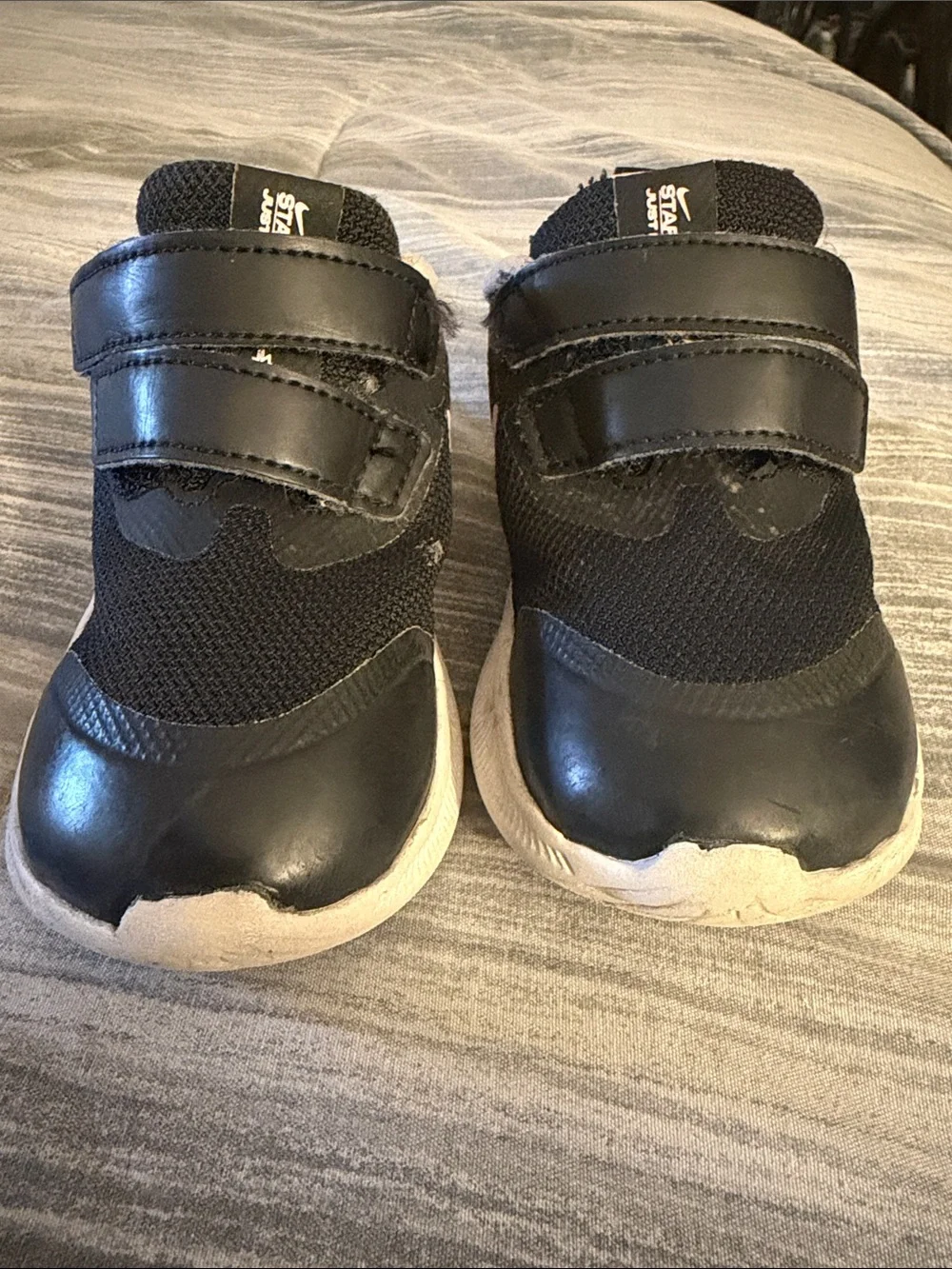 Nike Kids Black and Pink Velcro Sneakers